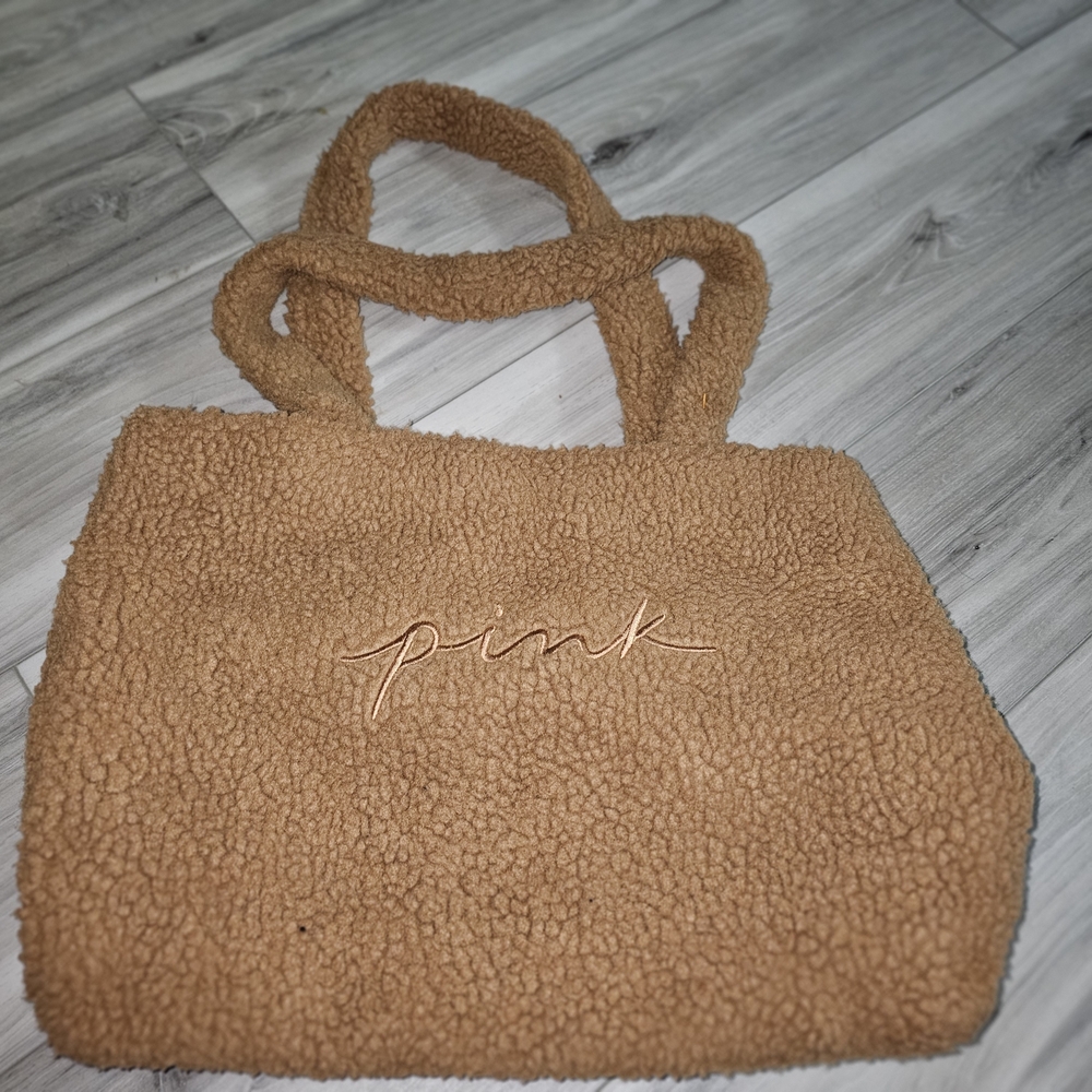 PINK Victoria's Secret Tan Sherpa Tote Bag